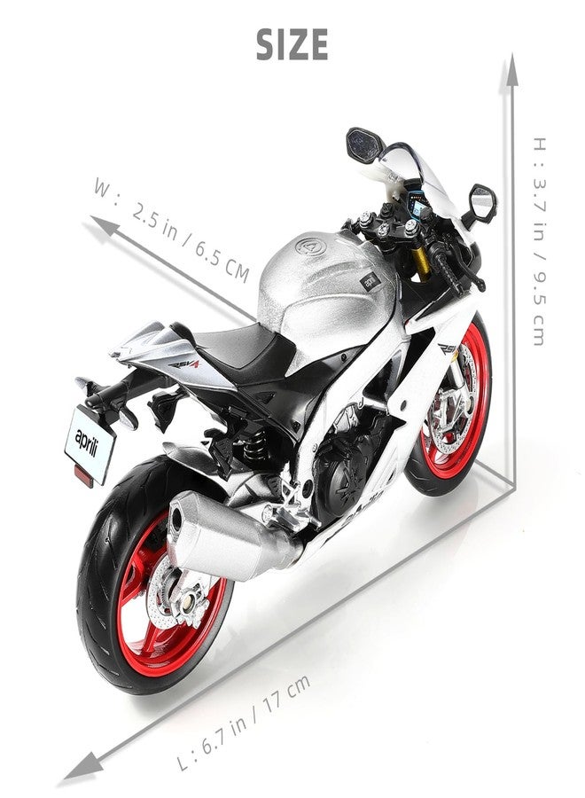 Risopen 1:12 Motorcycle Model for Aprilia RSVA RR1000 Metal Die-cast with Plastic Motorcycle Model No Assembly Required Mini Finished Moto Gift for Adult（Silver） - Image 2